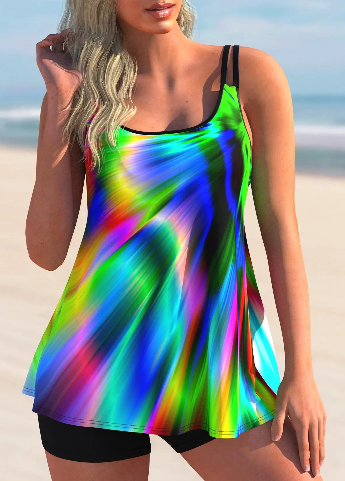 Two-piece Bikini Swimsuit for Women Summer Sexy Tankini  Patchwork Multi-Color Sexy Bikini  Vacation Swimsuit Summer Beachwear