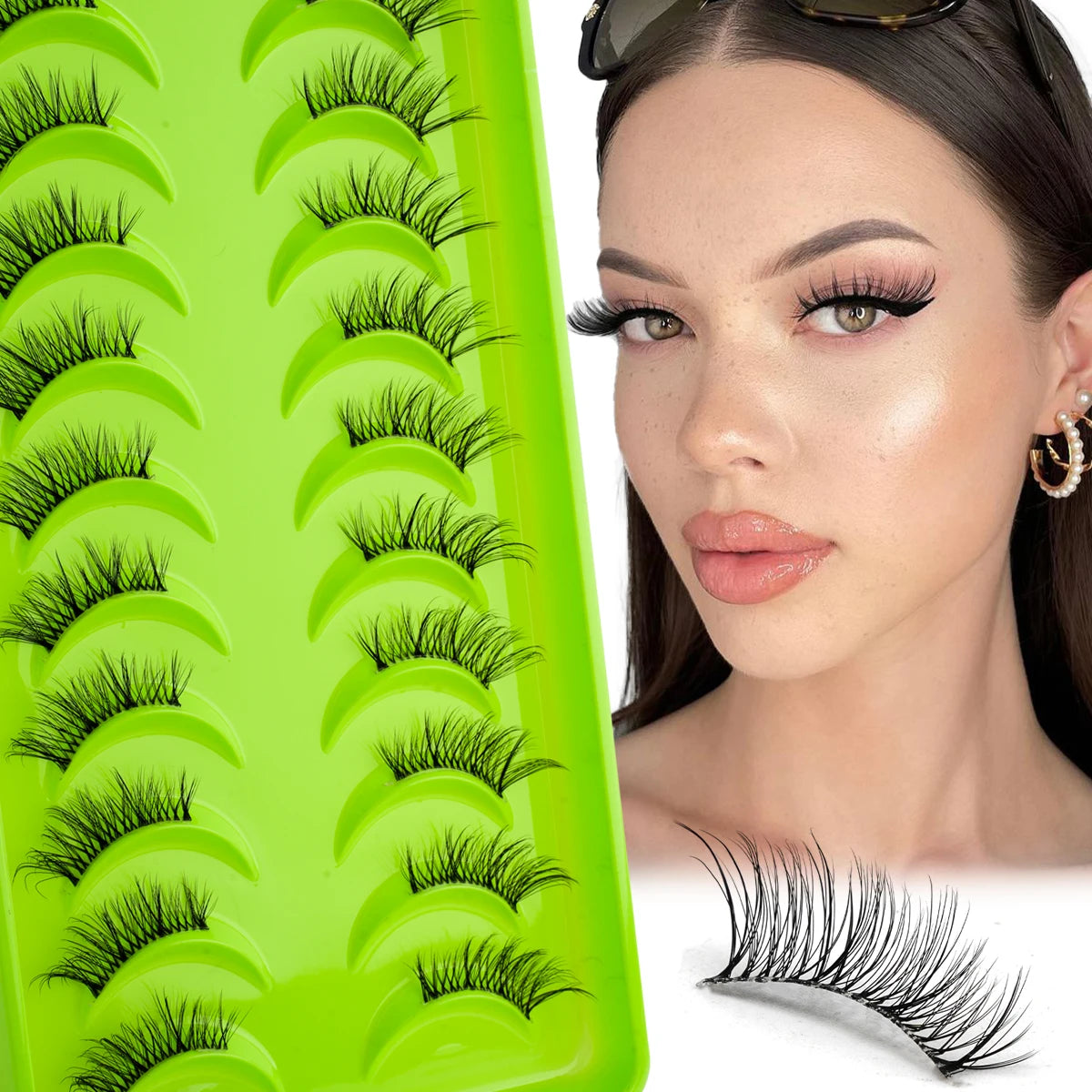 YSDO 3/7/10 Pair Half Eye Lashes Soft Natural Fake Lashes Look Short Wispy Clear Band Fox Eye Lash Faux 3d Mink Eyelashes Makeup