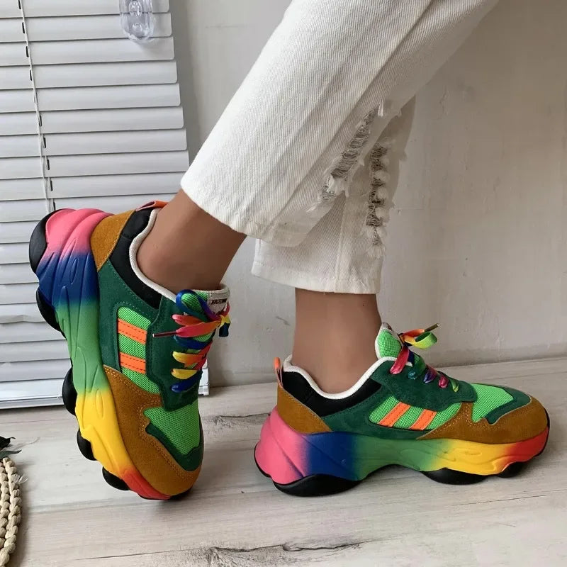 Women's Sneakers New Running Footwear Spring Autumn Outdoor Sports Shoes Multicolor Leisure Comfortable Frenulum Casual Tennis