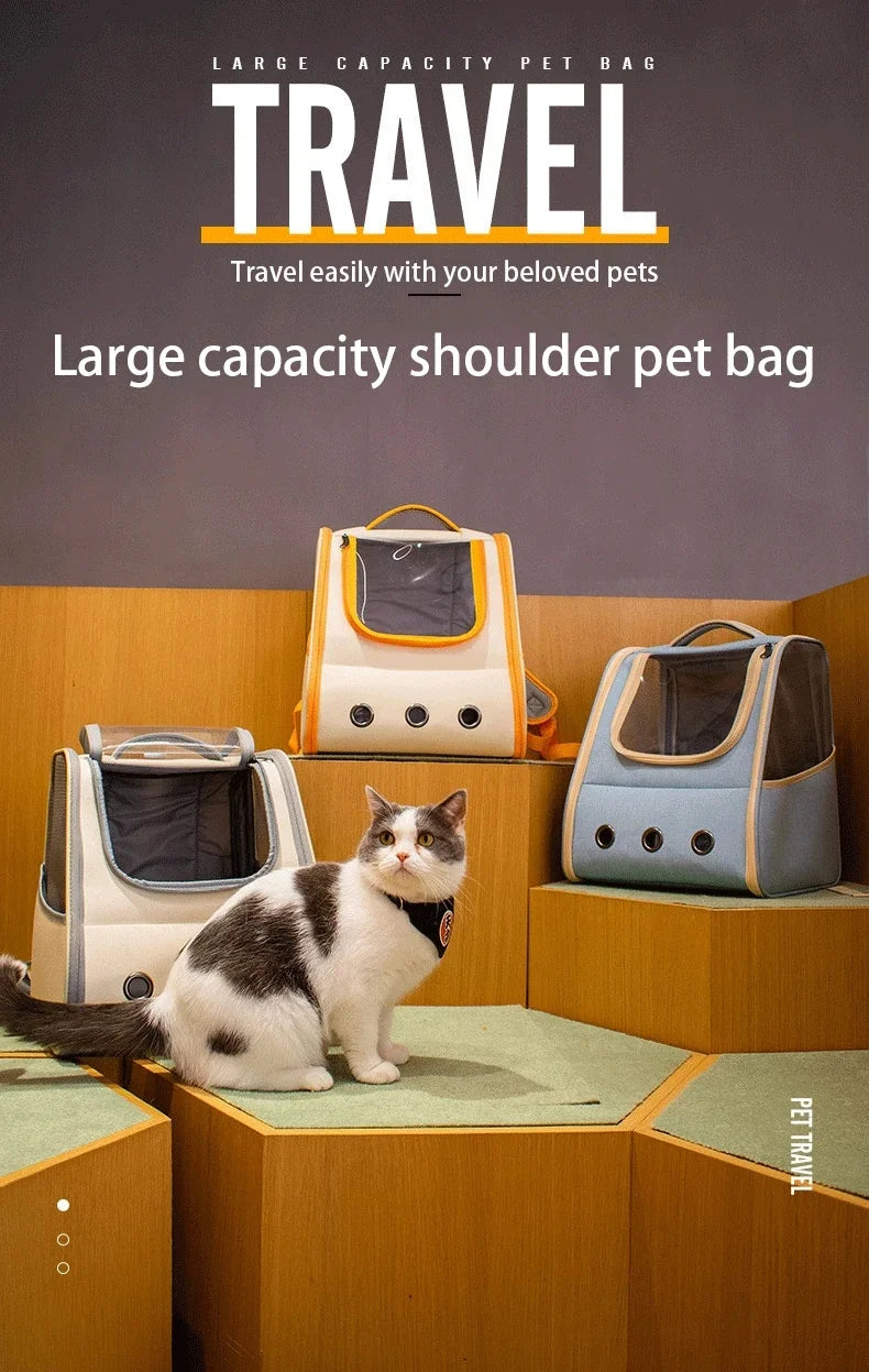 Pet backpack large capacity out of the portable shoulders cat bag pet backpack cat and dog out of the travel carrying bag