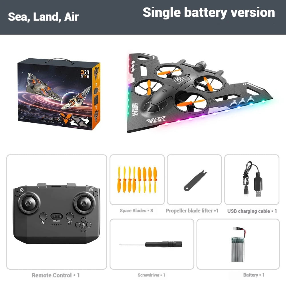 In Stock V22 Rc Aircraft Water Land Air Three In One Plane Model Glider Toy Capable Aerial With Drone Birthday Presents