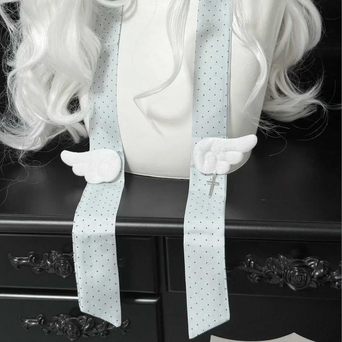 Handmade Polka Dot Silk Necktie Summer New Japanese-style Lolita Long Bowtie Girl Y2K Landmine Decoration Bow Tie Accessories