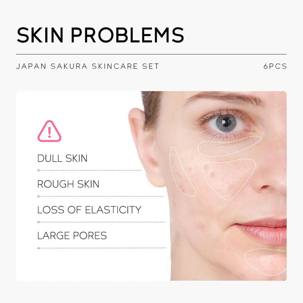 For Sakura Skin Care Sets Facial Cleanser Face Cream Serum Hydrating Firming Moisturizing Brightening Care Face Toner Kit J1F3