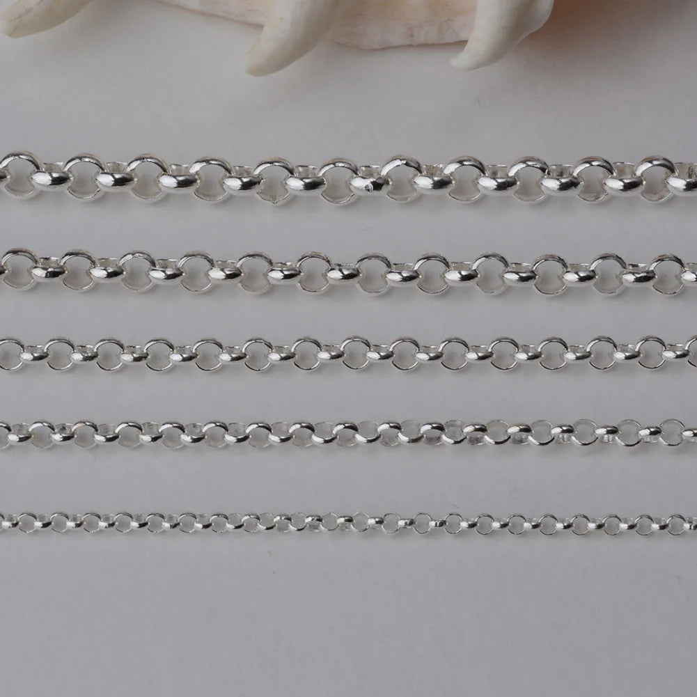 Silver Rolo Chain, 925 Silver Belcher Chains,Sterling Silver Rollo/Rolo Link Cable Chain for jewelry making Sterling Sil