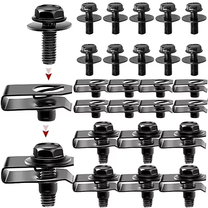 Car Body Bolts U-nut Clips Engine Cover Undertray Splash Shield Guard Bumper Fender Liner Retainer Fastener Rivet Screws