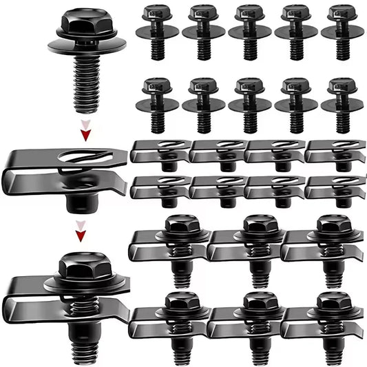 Car Body Bolts U-nut Clips Engine Cover Undertray Splash Shield Guard Bumper Fender Liner Retainer Fastener Rivet Screws