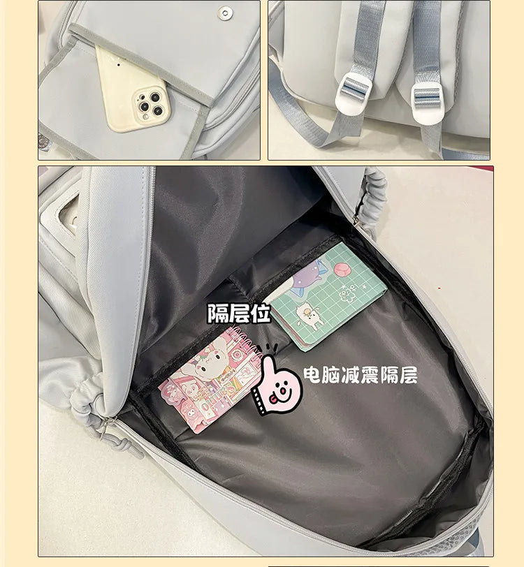 2025 cute student Backpack schoolbag For High School And Primary School Student Campus Versatile Backpack with doll