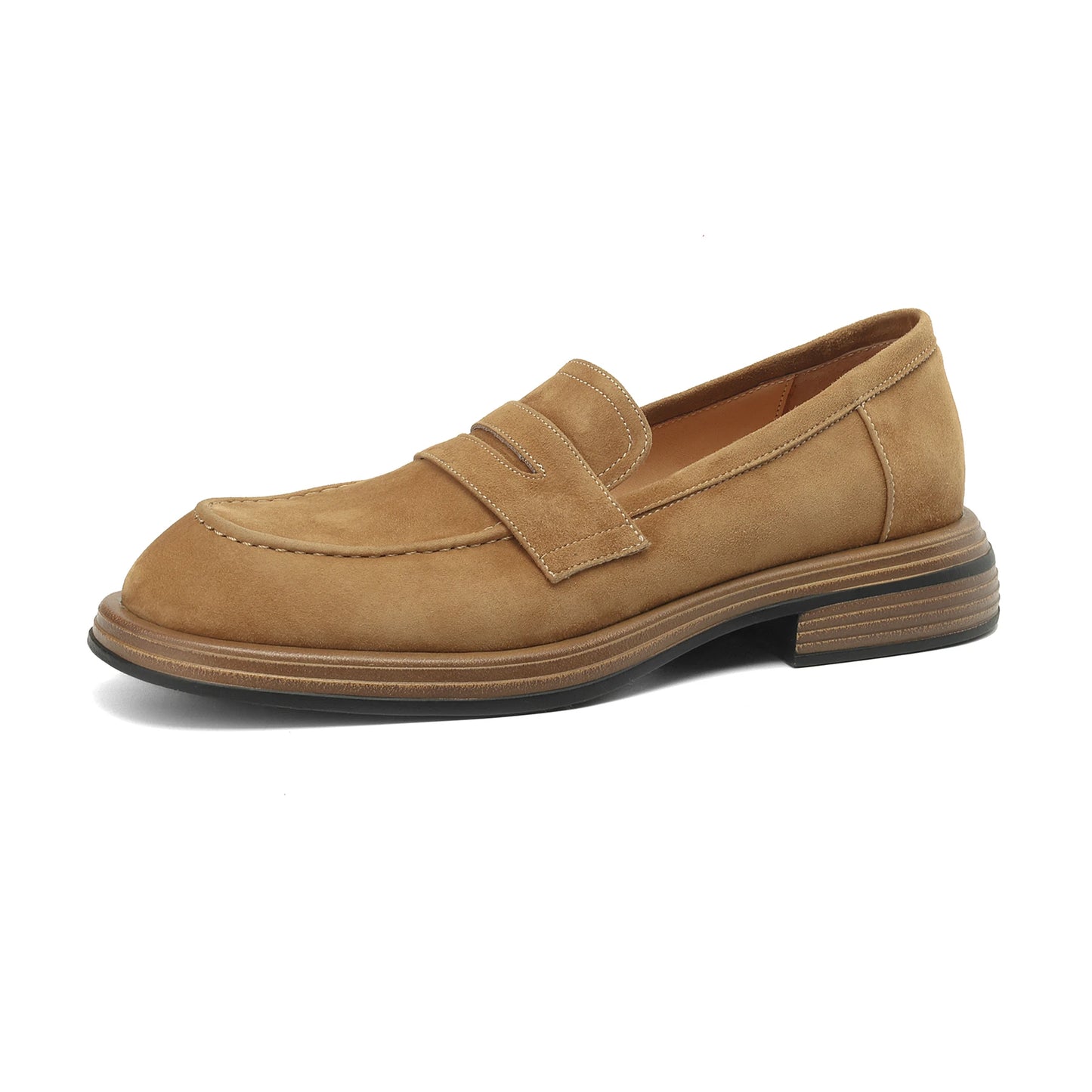 Krazing Pot Sheep Suede Size 34-41 Round Toe Med Heels Retro Mature Loafers Slip On Casual Spring Shoes Dating Brand Women Pumps