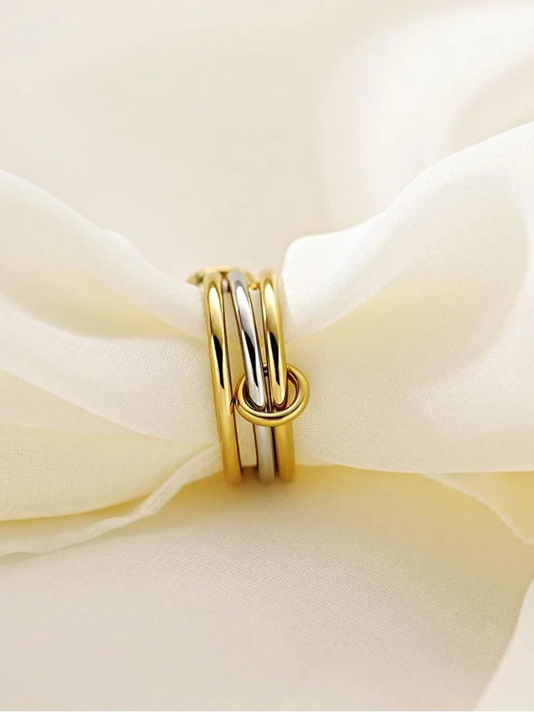 925 Sterling Silver Luxury Multiple Levels Of Interlocking Zircon Ring For Women Daily Life Fashion High Quality Fine Jewelry
