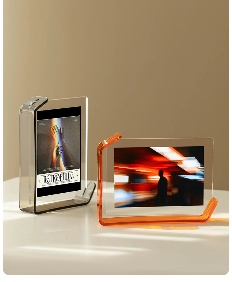 Acrylic Picture Frames Clear Picture Frames Acrylic  Frameless Transparent Cubes Floating Gift for Home Office Desktop Display
