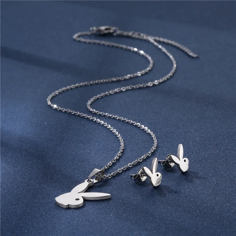 necklace rabbit  Bunny Charm Pendant Necklace y2k Fashion Vintage Jewelry Statement Necklace
