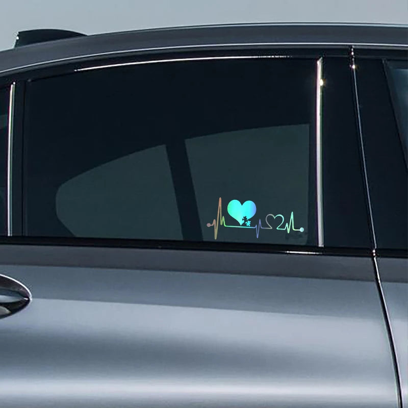 16.6CM*7.2CM Autism Heart Beat Lifeline Creative Car Stickers Car Window Personality Decorative Accessories Car Styling Decals