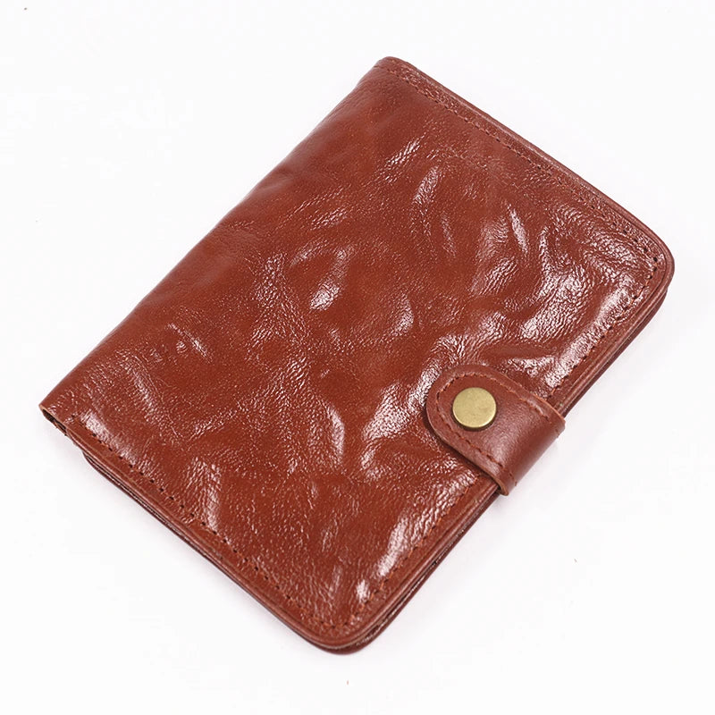 Genuine Leather Wallet For Men Vintage Real Cowhide Wrinkled Short Bifold Slim Thin Hasp Men's Wallets Purse Credit Card Holder
