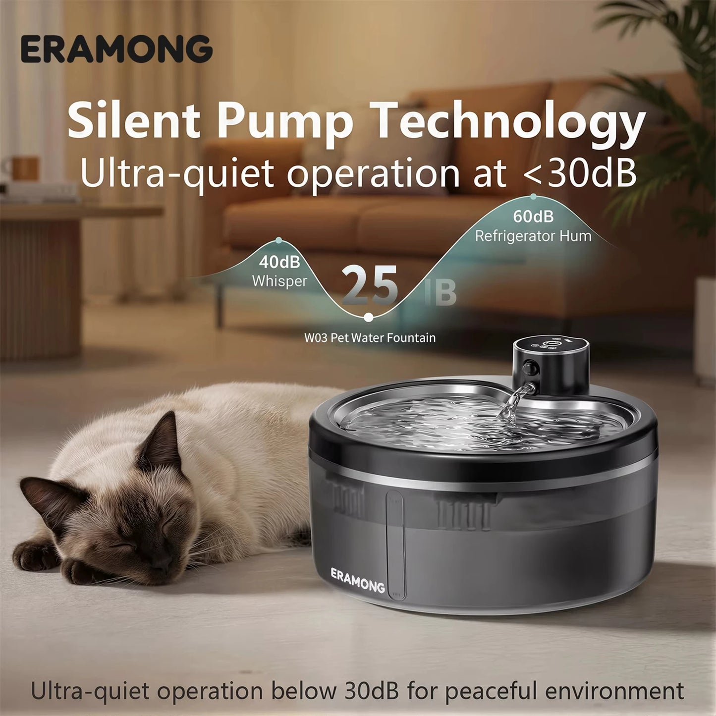 Wireless Cat Water Fountain 4000mAh Rechargeable Ultra-Quiet Pet Dispenser Smart Sensor Stainless Steel Cordless Auto Waterer