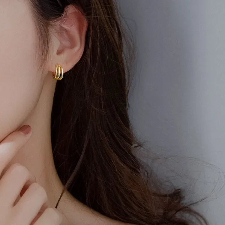 925 Sterling Silver Three layers Earrings Simple Temperament Exquisite Hot Semale Sexy Jewelry Gift