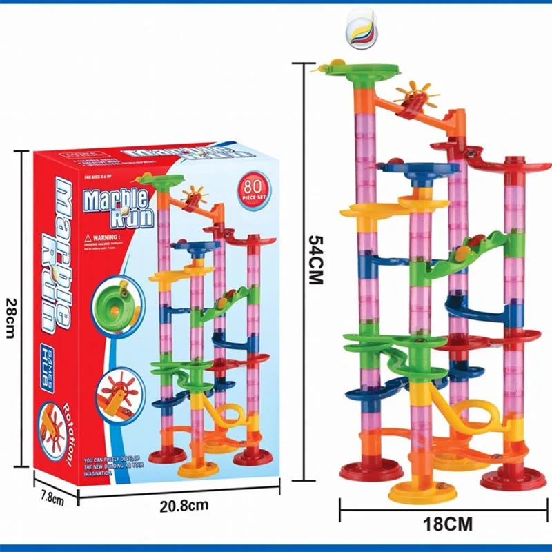 Marble Run Race Track Building Blocks Kids DIY Maze Ball Roll Toy Marble Run Race Coaster Set Marble Slide Pipes  Puzzle Toys
