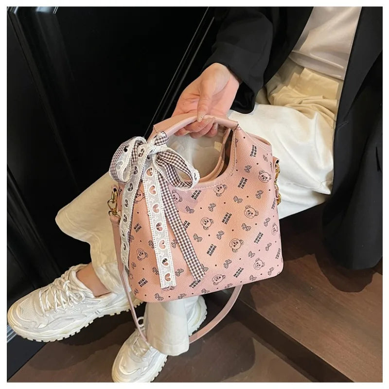 Popular bags for women, new fashionable French printed armpit tote bag, minimalist handbag, diagonal cross bag