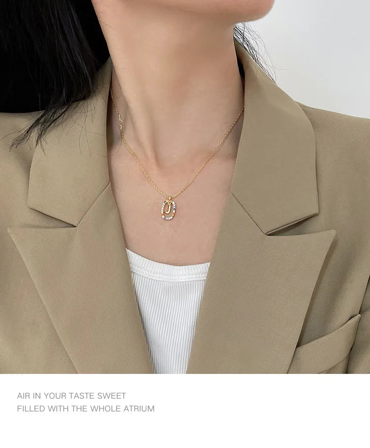 925 Sterling Silver Gold Letters A - Z Initial M S C K Alphabet Pendente Long Chain Necklace Say My Name Fine Jewelry