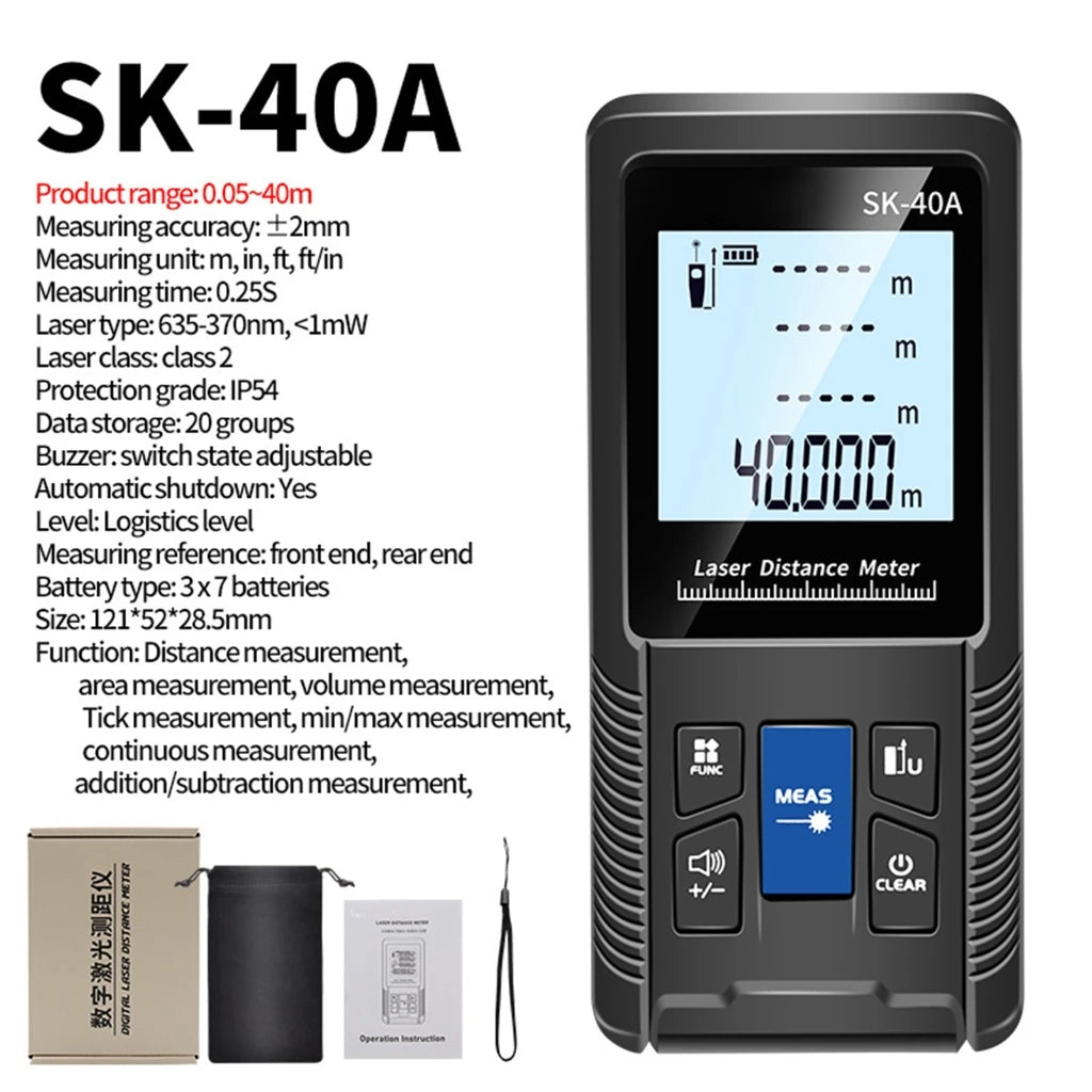 1PC Portable Handheld Lasers Measure Tape Tool Digital Display Distance Meter Intelligent Rangefinder 40m 50m 70m 100m 120m