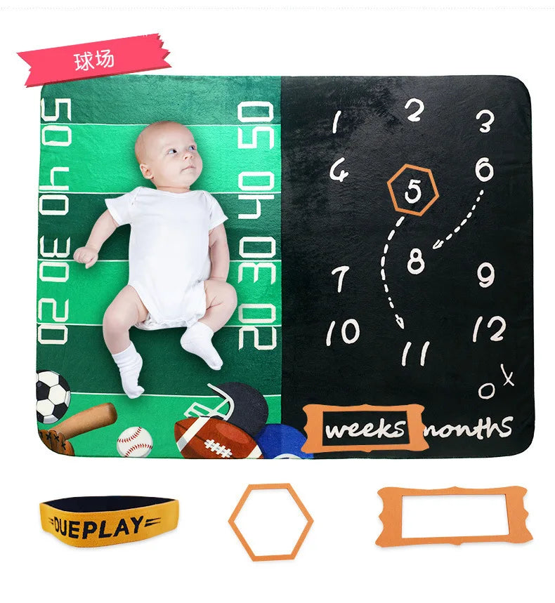 Baby Photography Mats Background Cloth Growth Commemorative Blanket Baby Milestone Flannel Blanket Newborn Photography Blanket