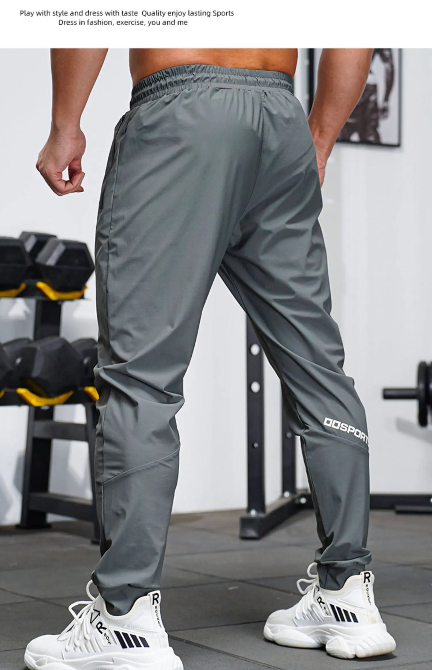 Men's Sports Pants Spring summer Running Pants Workout Active Trousers Slim Ice silk Quick dry Skinny Jogging Pants Joggers