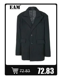 [EAM] Women Black Mesh Irregular Fish Spliced Big Size Blazer New Lapel Long Sleeve Jacket Fashion Spring Autumn 2026 CPG2902