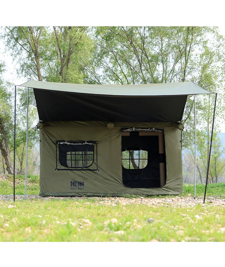 Outdoor Roof House InfIatable Camping Tent For 5-8 Person With Canopy Oxford Cloth