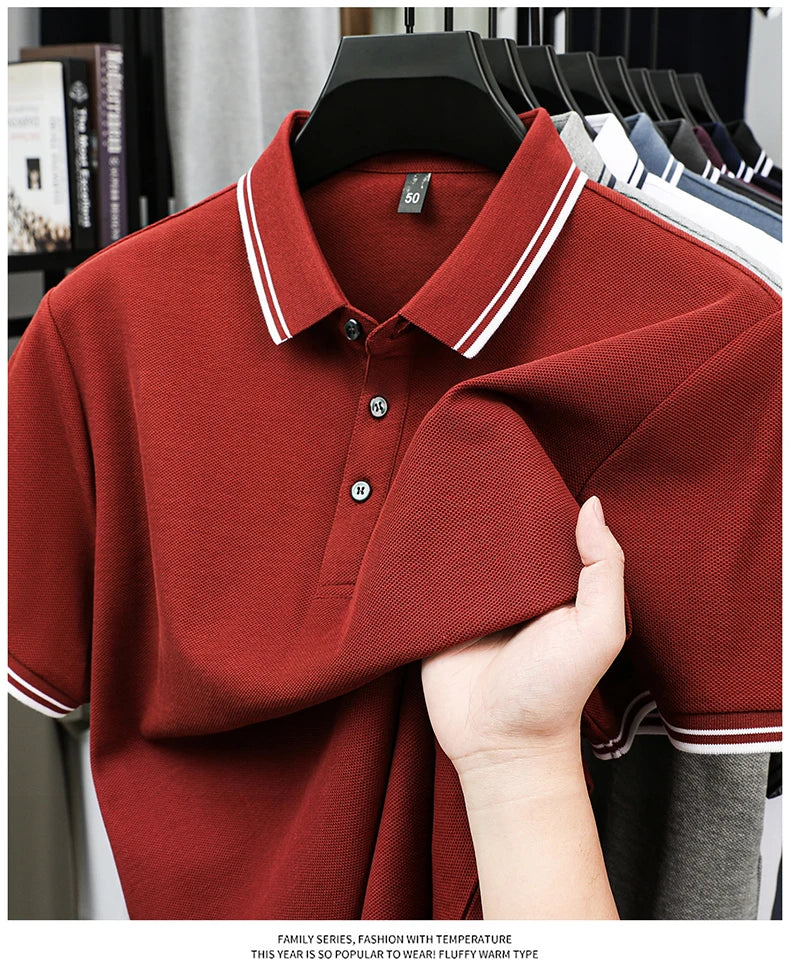 100% pure cotton men's polo shirt summer fashion casual short sleeved comfortable luxury new simple solid color lapel T-shirt