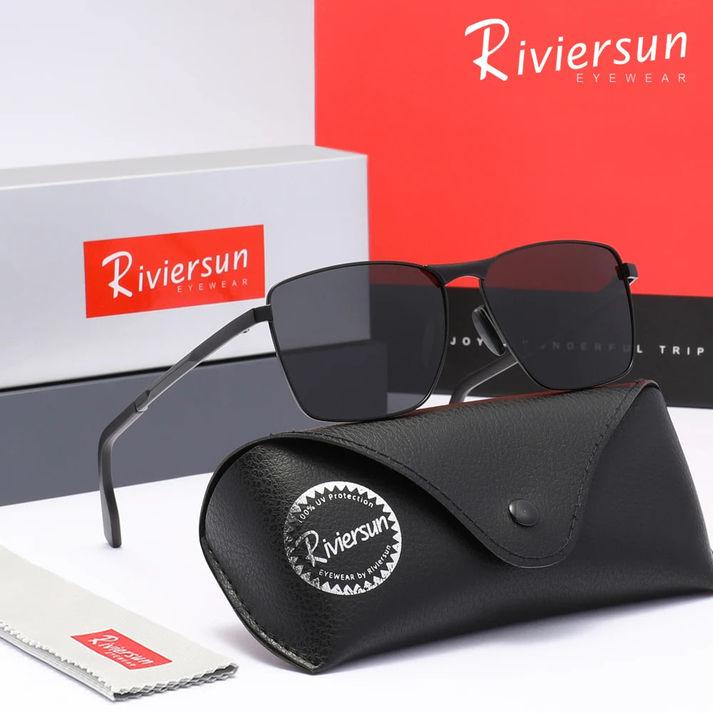 Trendy Polarized Sunglasses Men Women Rectangular Frame Glasses UV400 Driving Outdoor Summer Classical Eyeglasses
