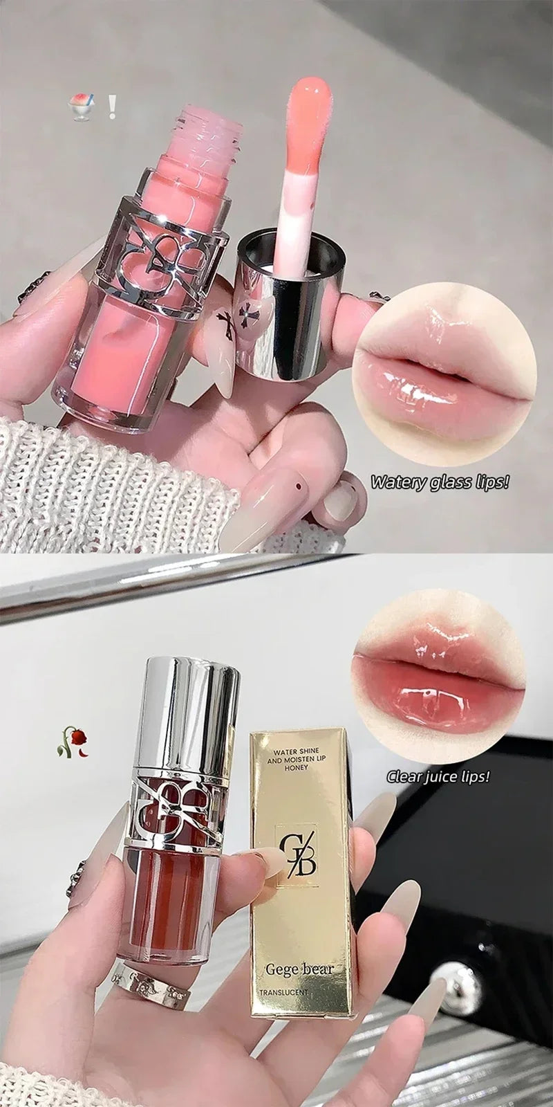 Transparent Moisturizing Lip Gloss Hydrating Drying Lips Mirror Lipstick Makeup Crystal Lip Oil Mirror Lip Glaze Tinted Plumper