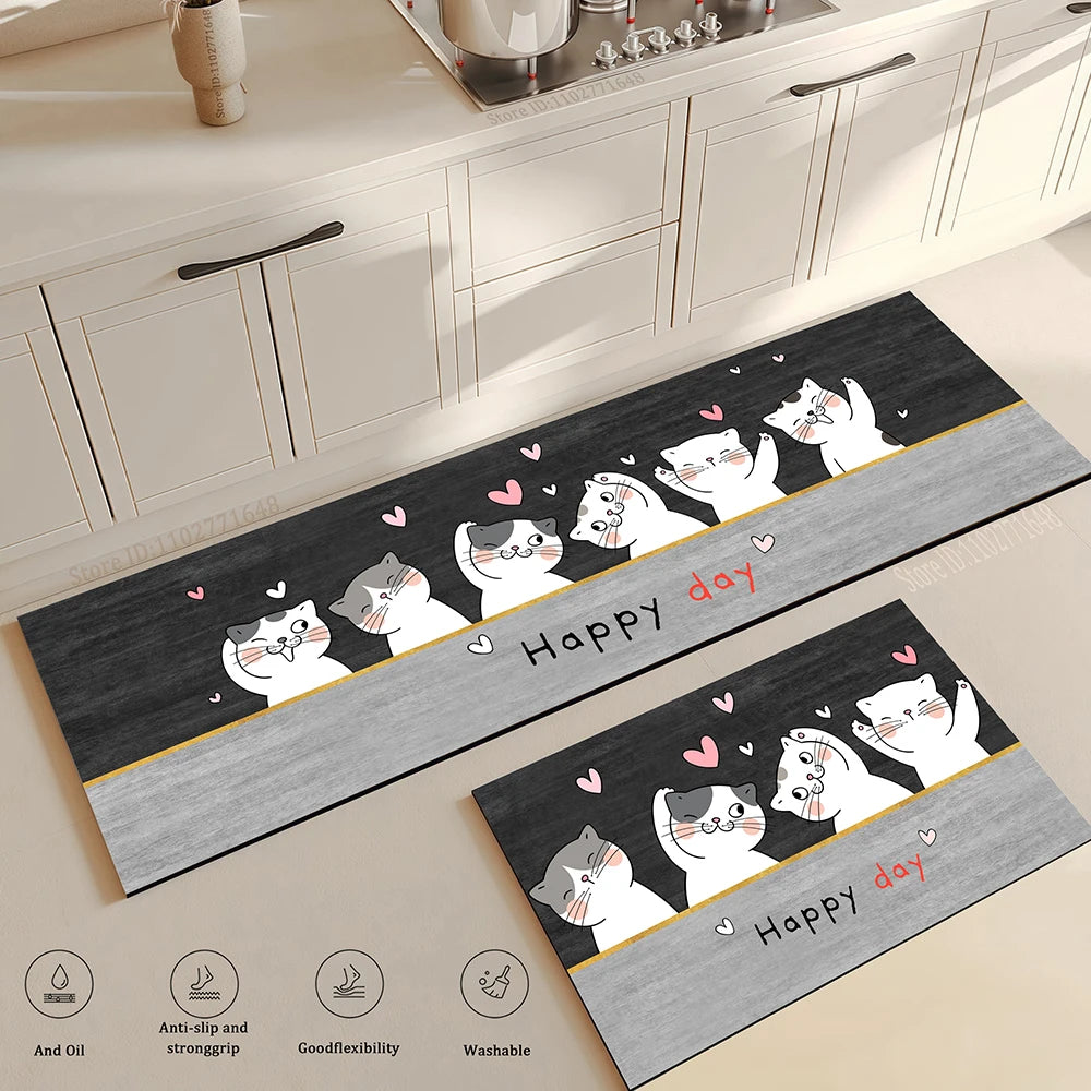 Carpet for Kitchen Floor Mat Waterproof Non-slip Long Rug Oil-proof Foot Mats Pink Flower Home Decoration Modern Absorbent Rugs