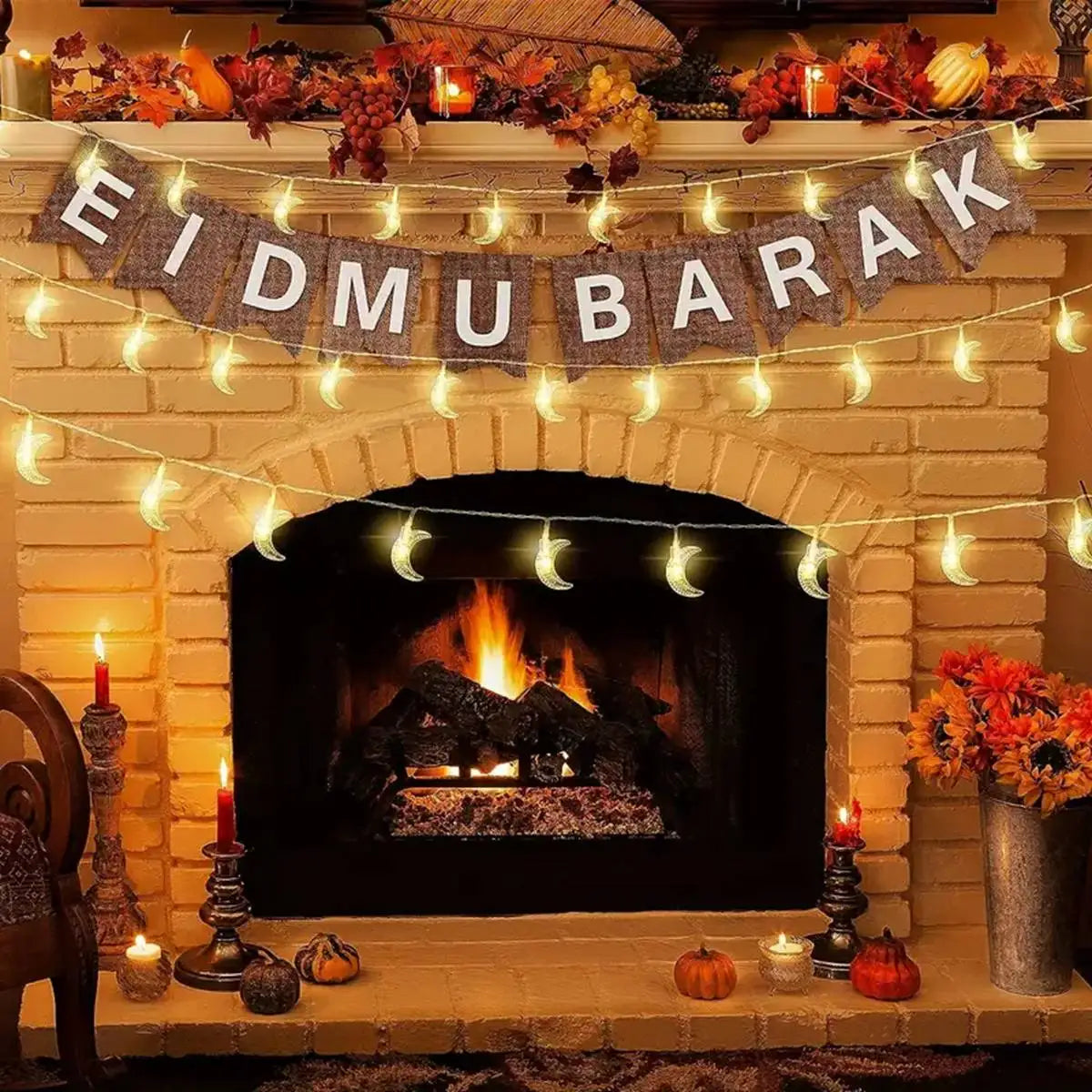 1pack Ramadan Decor Moon String Lights Battery Operated  LED Ramadan Mubarak Lights For Crescent Party Home Garden Living Rooms