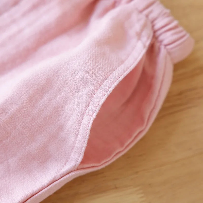 Men's and Women's Pajama Pants Yarn-dyed Pure Cotton Home Pants Casual Loose Thin Solid Color Lounge Wear Elastic Waist Bottoms
