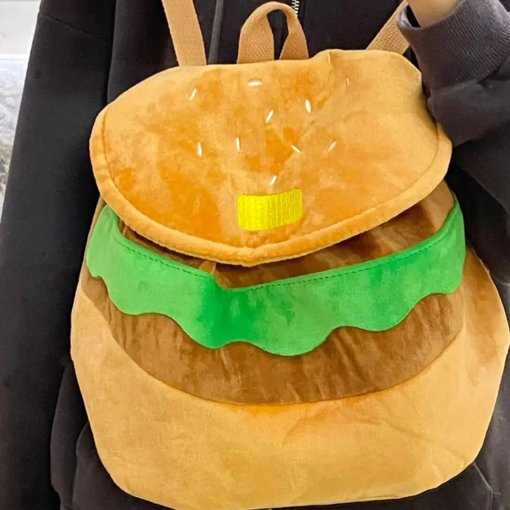 Storage Bags Girls Shoulder Bags  Coin Purse Kindergarten School Bag Cartoon Burger Bag  Pack Hamburger  Backpack