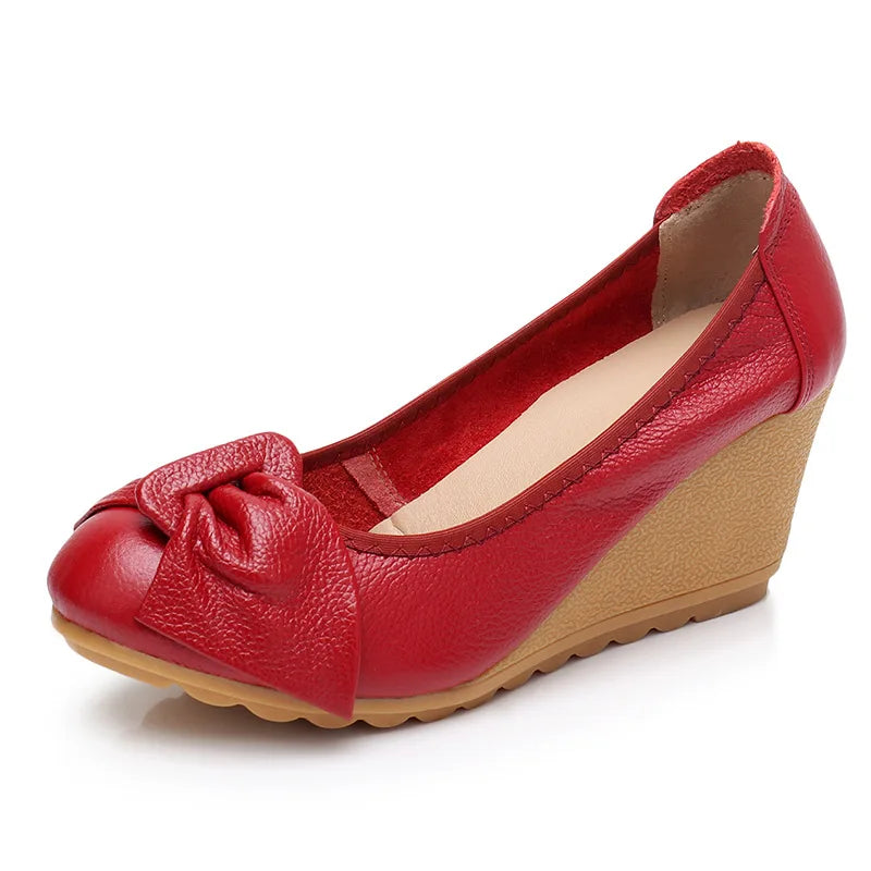 Women's Shoes New Fashion Genuine Leather High Heels Women Wedge Shoes Elegant Casual Woman Shoes Ladies Wedges Female Footwear