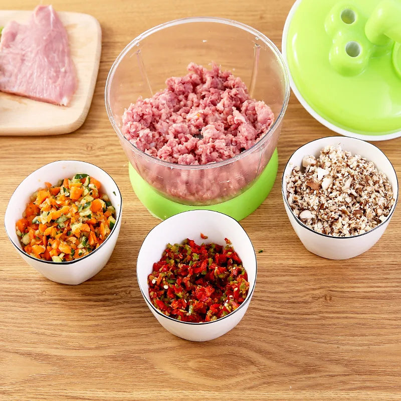 Powerful Manual Meat Grinder Hand-power Food Chopper Mincer Mixer Blender to Chop Meat Fruit Vegetable Nuts Shredders