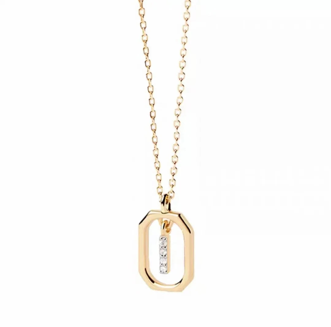 925 Sterling Silver Letter Necklace with 26 English Letter Zircon Pendant Geometric Design Personalized Necklace Luxury Jewelry