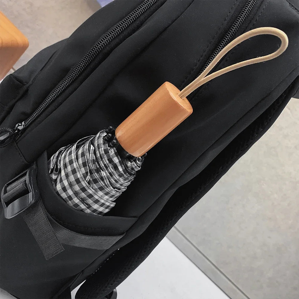 Large Capacity Solid Color Backpack, Simple Black Bag for Students & Travel