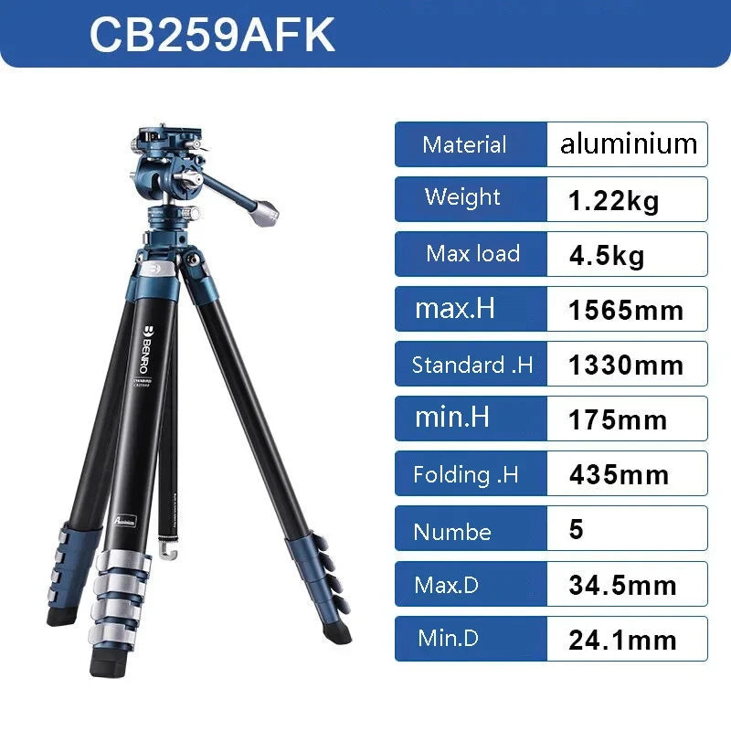 Benro CyanBird Blue bird Carbon Fiber Tripod CB259AFK/CFK/258 Camera SLR Stand Aluminum head Micro Single Handle hold W/FS20PRO