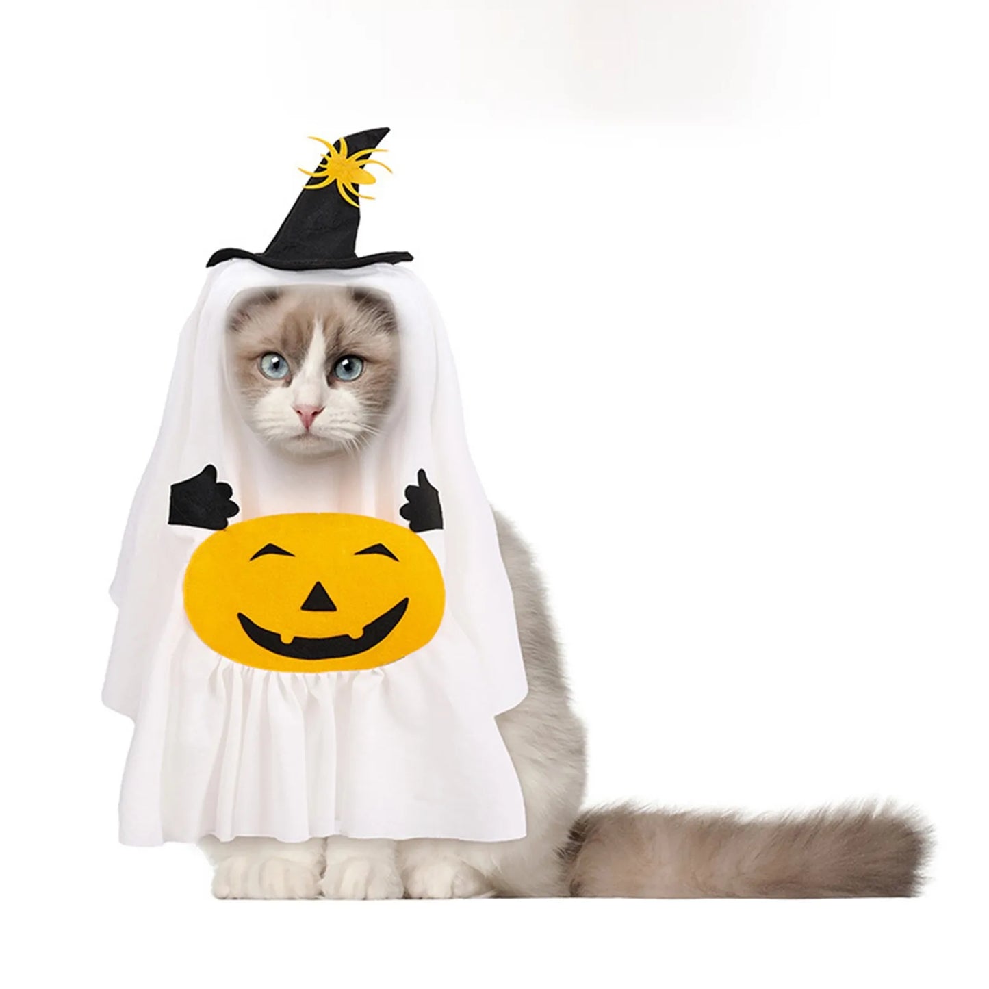 Halloween Pet Ghost Pumpkin Costume Adorable Pumpkin Pet Costume for Dogs and Cats Fun Trick-or-Treat Pet Costumes Easy To Wear