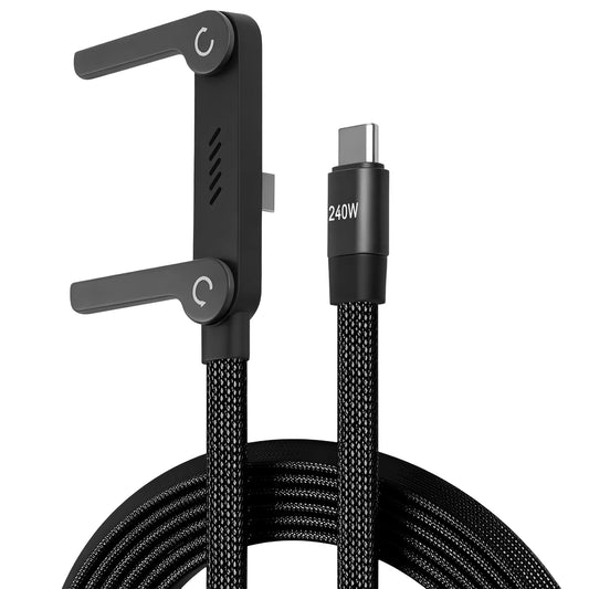 1.45m USB C Phone Chargers Stand Cable 240W Type C Fast Charging Cord For Phones Laptops Hide T Shaped Bracket Support