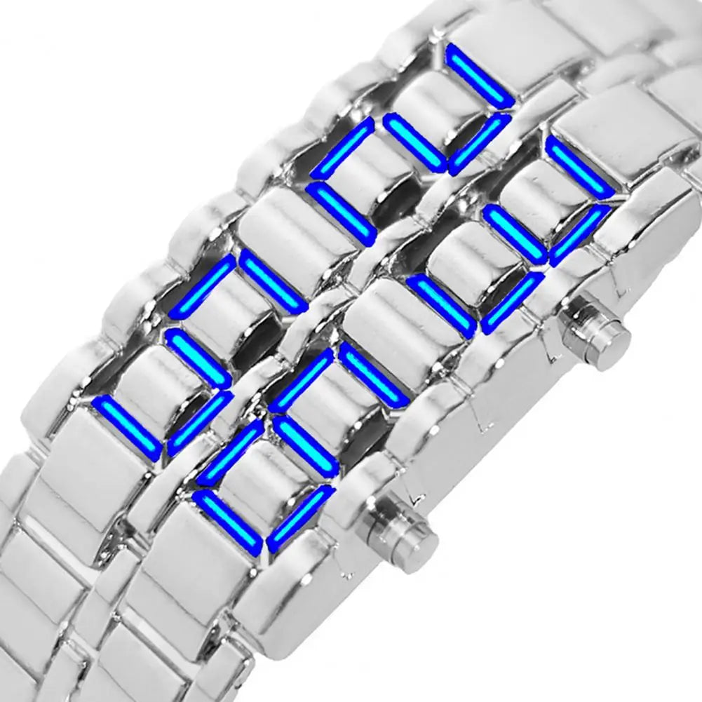Men Digital Watch Large Screen Electroplated Men Watch Male Binary Steel Band Electronic Sport Watch Relogios Masculino