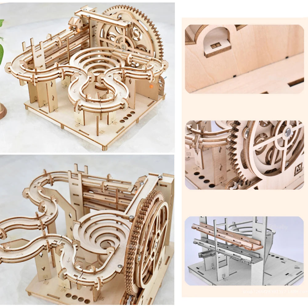 3D Wooden Puzzle DIY Marble Run Building Model Kit STEM Educational Construction Toys for Kids Adults Teens Boys Girls Gifts