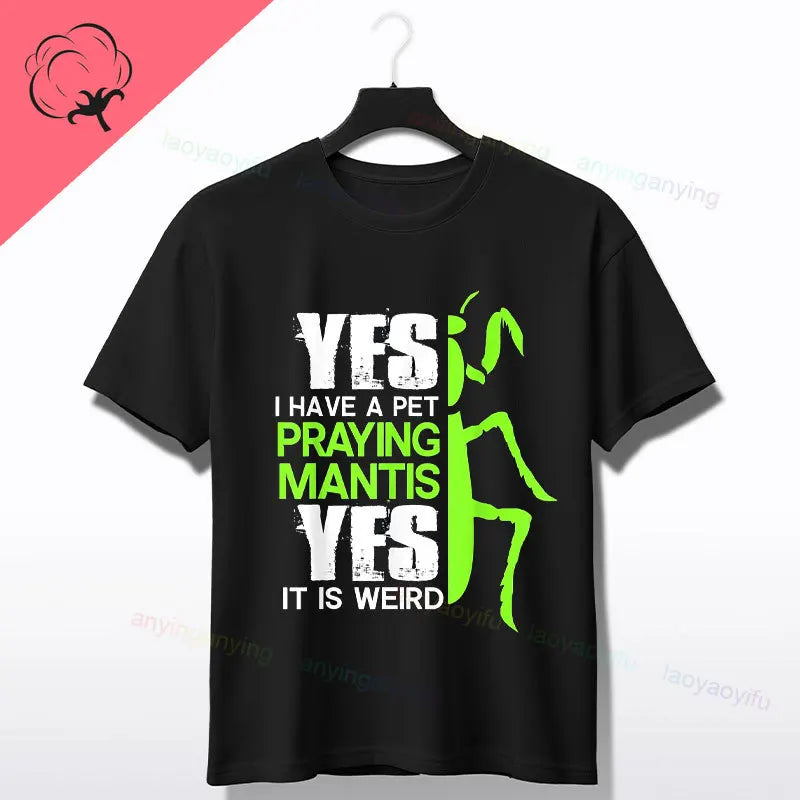 Praying Mantis Insects Bug Love Praying Mantis- Retro T-Shirt 100% Cotton Short Sleeve O-neck Tee Humor Style Design Casual Wear