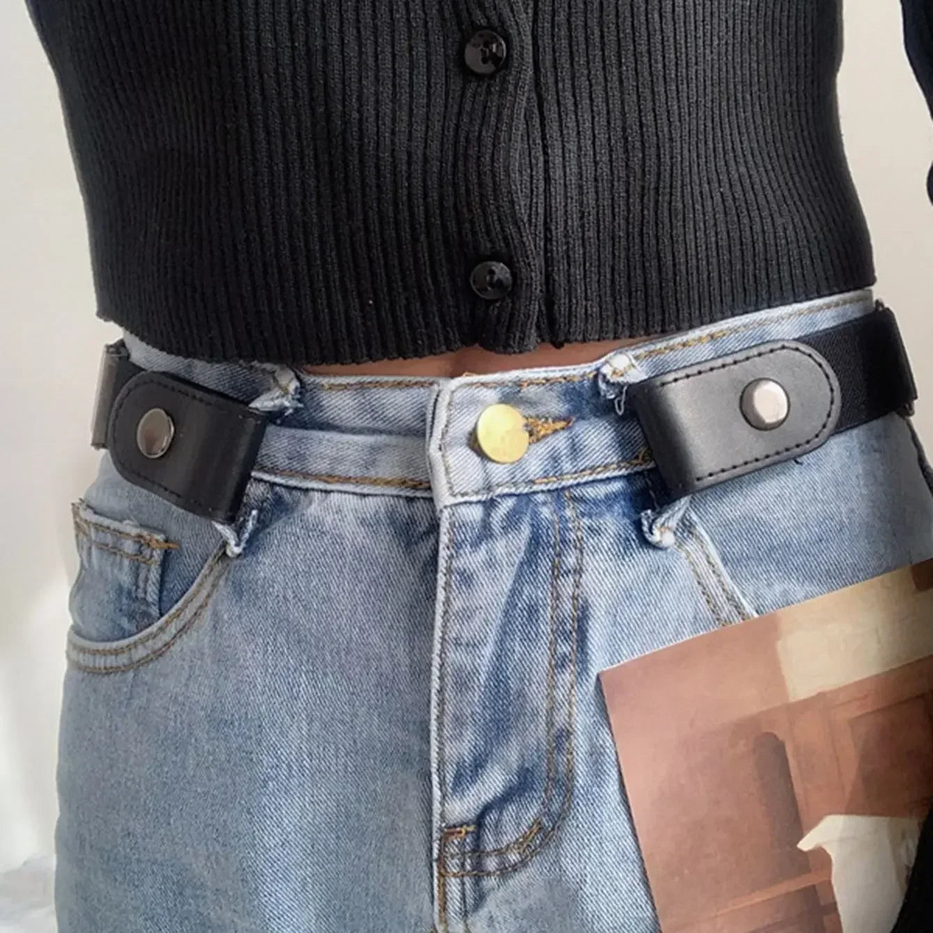 Buckle-Free Belt For Jean Pants,Dresses,No Buckle Stretch Elastic Waist Belt For Women/Men,No Bulge,No Hassle Waist Belt