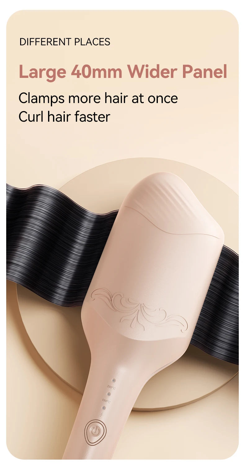 Curling Iron Temperature Adjustable Beach Waves Curling-Wand Hair Crimper Waver, Ionic Deep Waver Hair Curler Tool with Ceramic