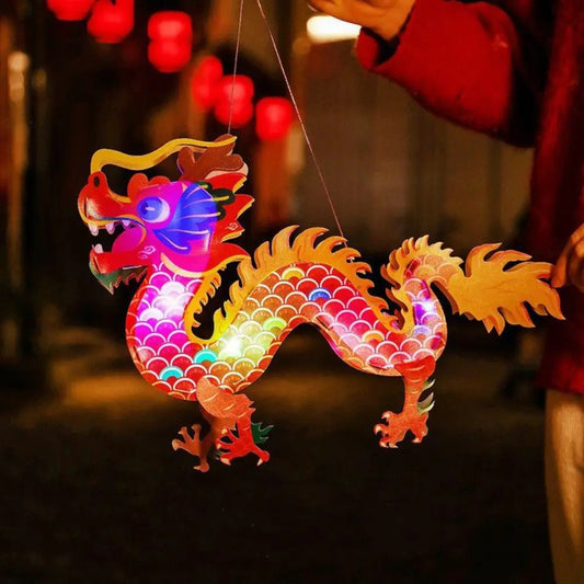 Luminous Mid-Autumn Dragon Dance Lantern DIY Craft Cartoon Chinese Style Dragon Lamp Festival Creativity Handheld Dragon Lantern