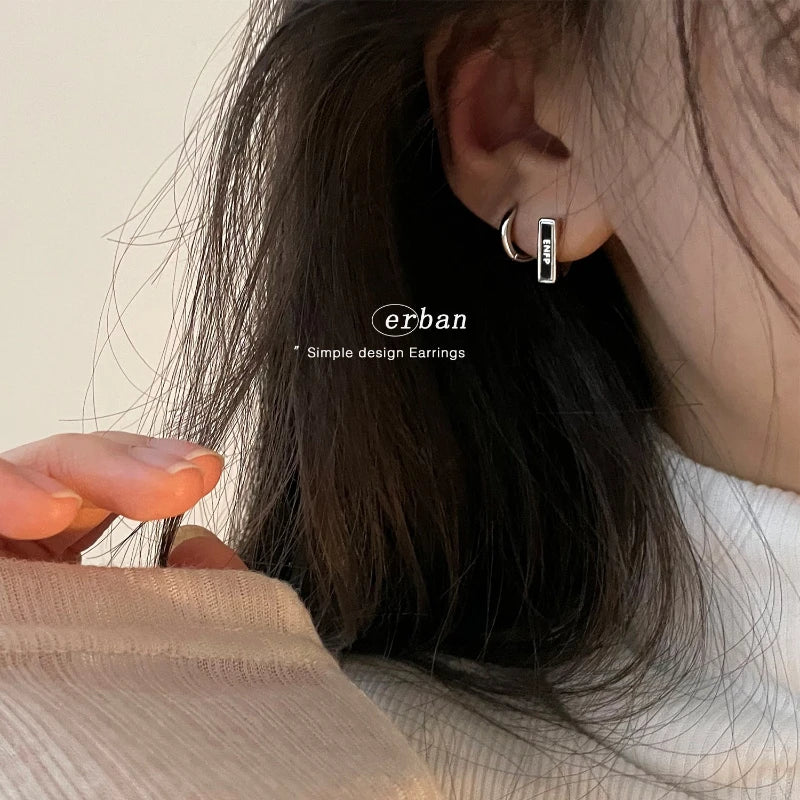 Sterling Silver Earrings Sophisticated Personality High End Exquisite Simple Elegant Letter Shaped Ear Accessories for Women