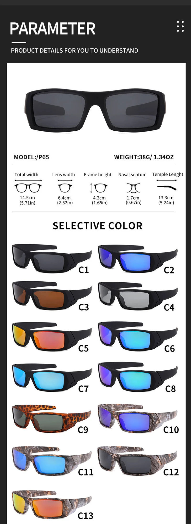 Polarized Sunglasses For Sports Sunglasses Trendy Retro Rectangular Wrap Around Vintage Uv380 Eye Protection Fishing Glasses