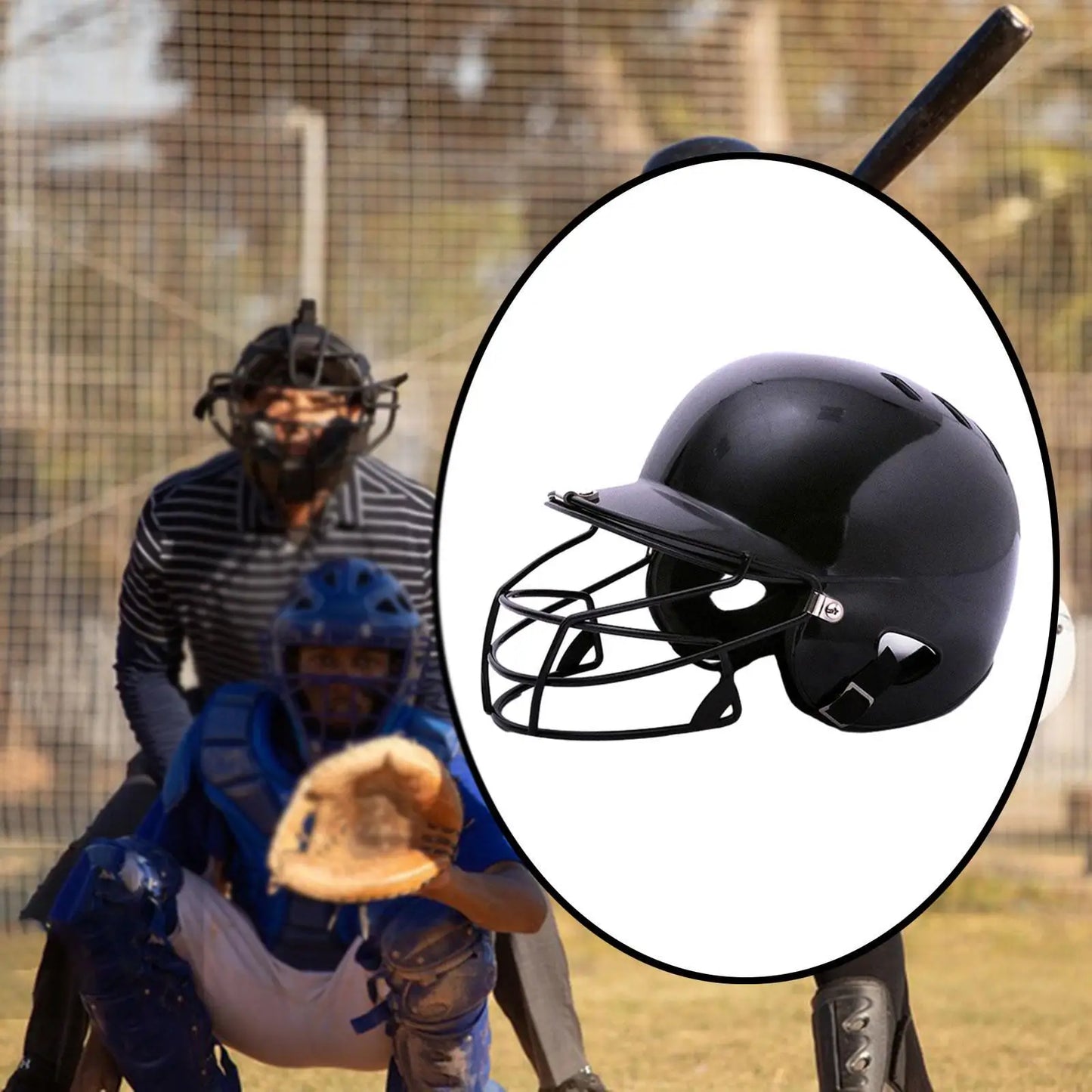 Baseball Head Protection Equipment Double Ear Batting Helmet with Facemask Catcher Mask for Children Sports Outdoor Safety